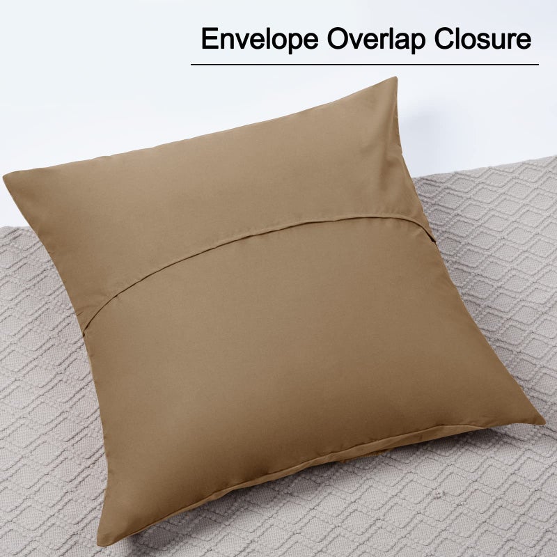 PHF PHF Truly Velvet Euro Sham  26""x 26"" No Insert  2 Pack Color Gradient Euro Throw Pillow Covers  Ultra Soft Cozy European Pillow Covers for Luxurious Home Decorative  No Shedding  No Pilling  Khaki  - Image 5