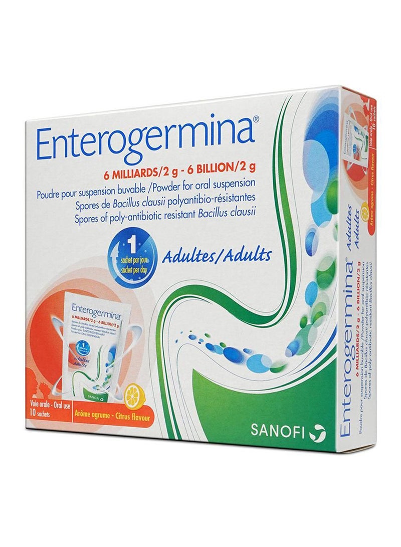 ENTEROGERMINA 6 Billion Oral Suspension Powder Citrus Flavor 10 Sachets