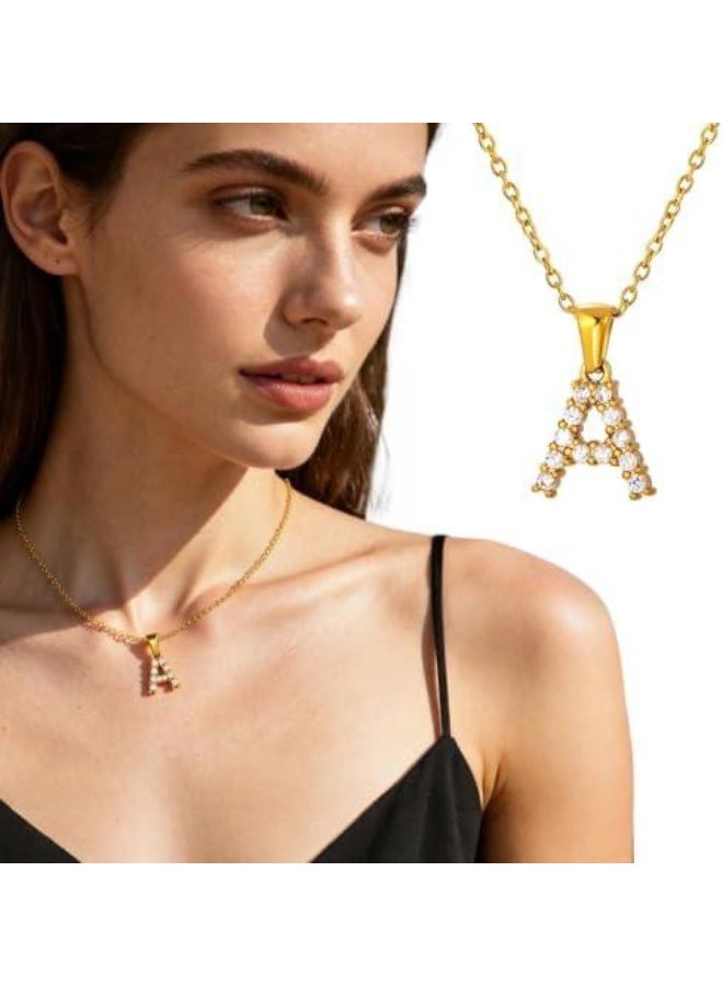 AQUILUX 4Avenue Letter A Necklace for Women – Cute Aesthetic Alphabet Pendant Jewelry, Sparkling Crystal Initial Necklace, Elegant Daily Wear Chain, Gift for Girls, Birthday, Valentine & Anniversary - Image 2