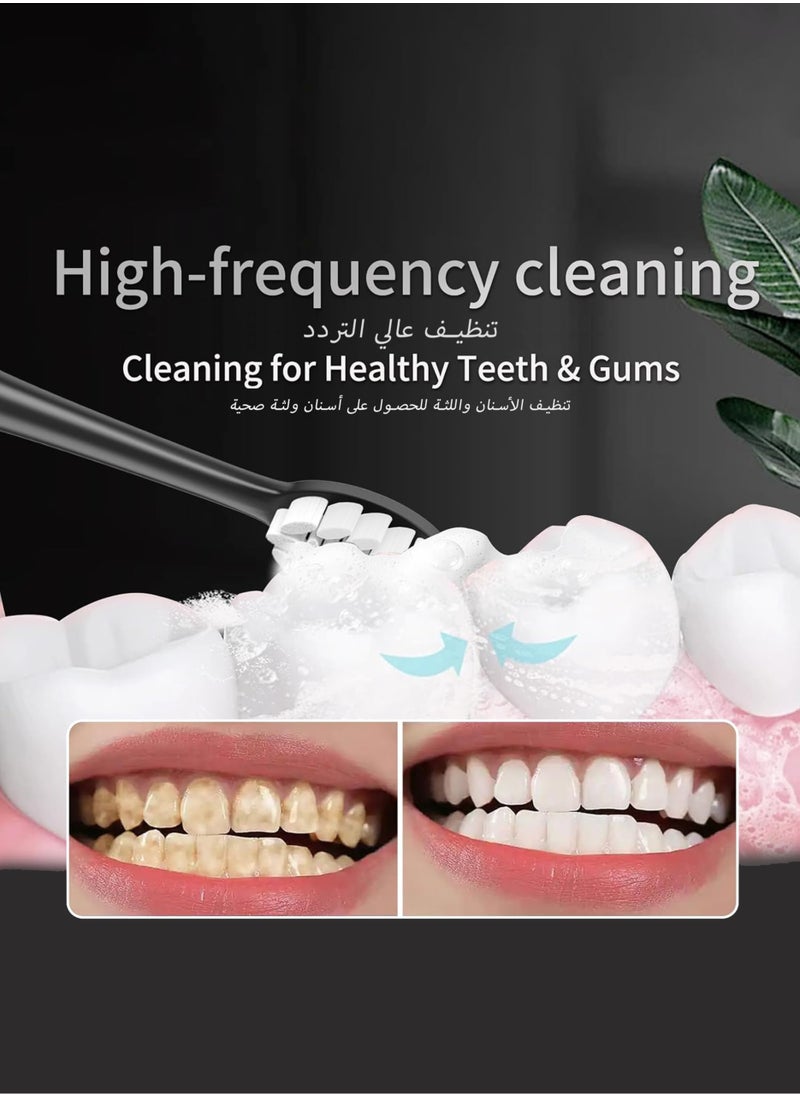 Electric Toothbrush with 8 Brush Heads, High-Frequency Rechargeable Teeth Whitening Toothbrush with 6 Cleaning Modes