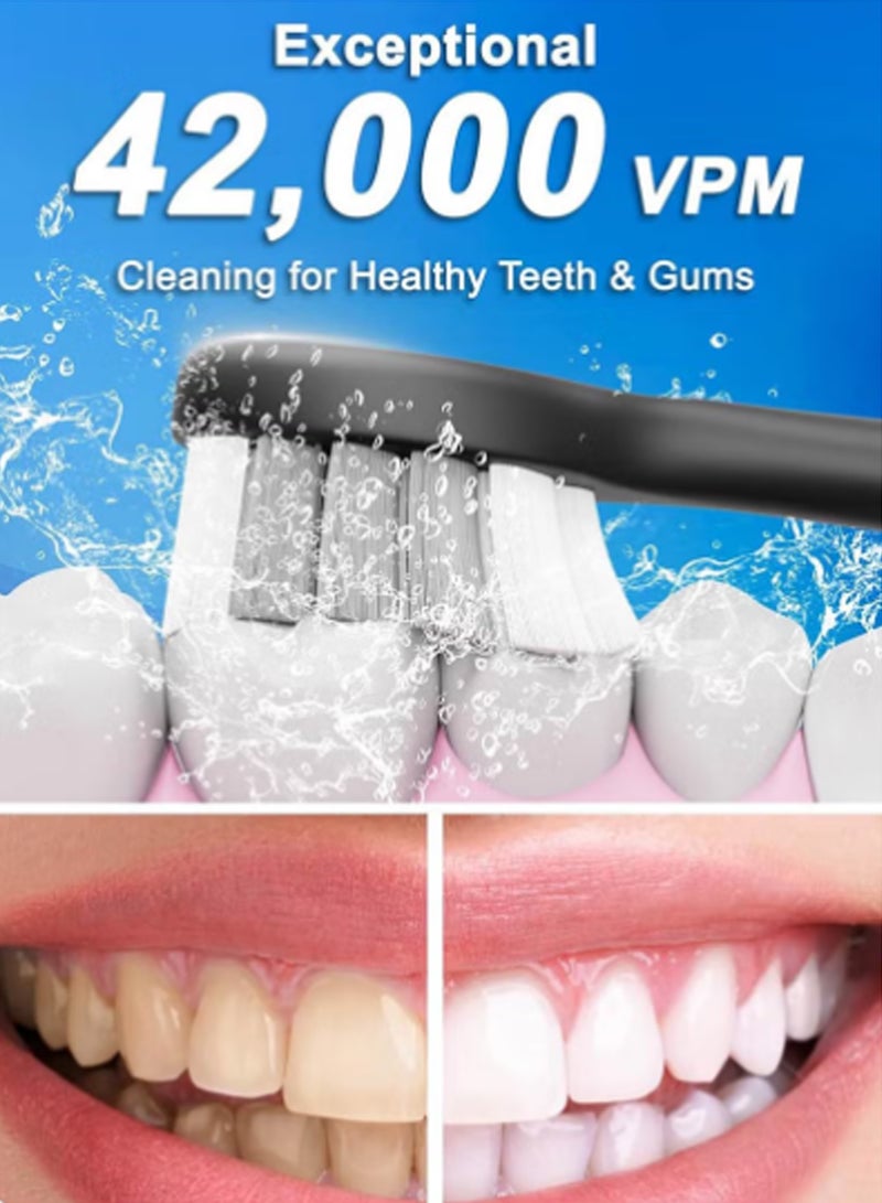 Electric Toothbrush with 8 Brush Heads, High-Frequency Rechargeable Teeth Whitening Toothbrush with 6 Cleaning Modes