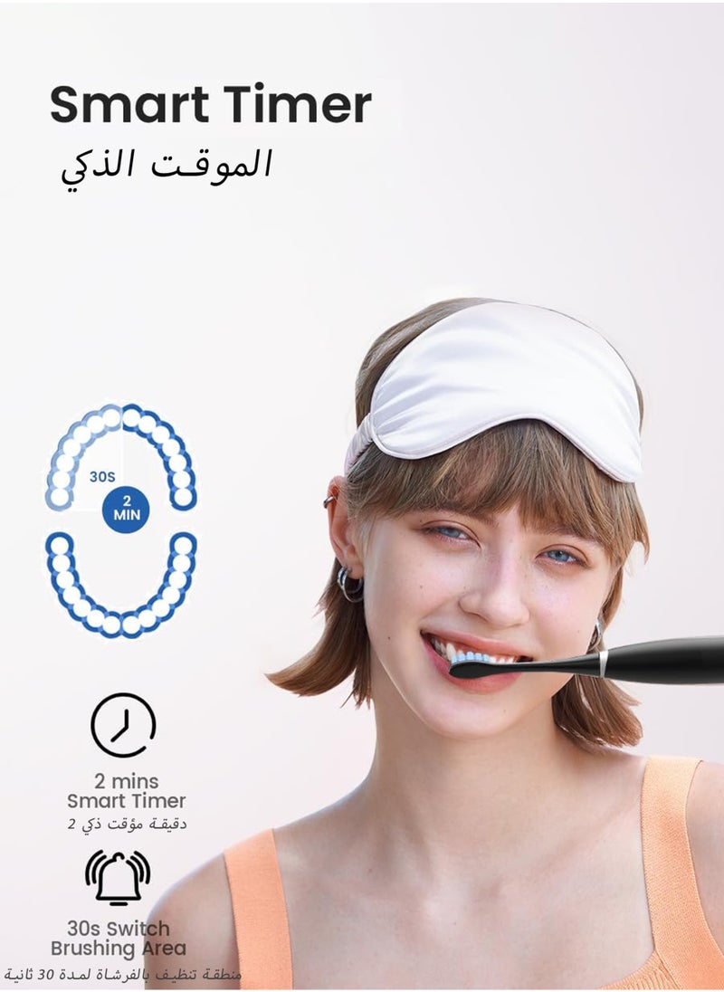 Electric Toothbrush with 8 Brush Heads, High-Frequency Rechargeable Teeth Whitening Toothbrush with 6 Cleaning Modes