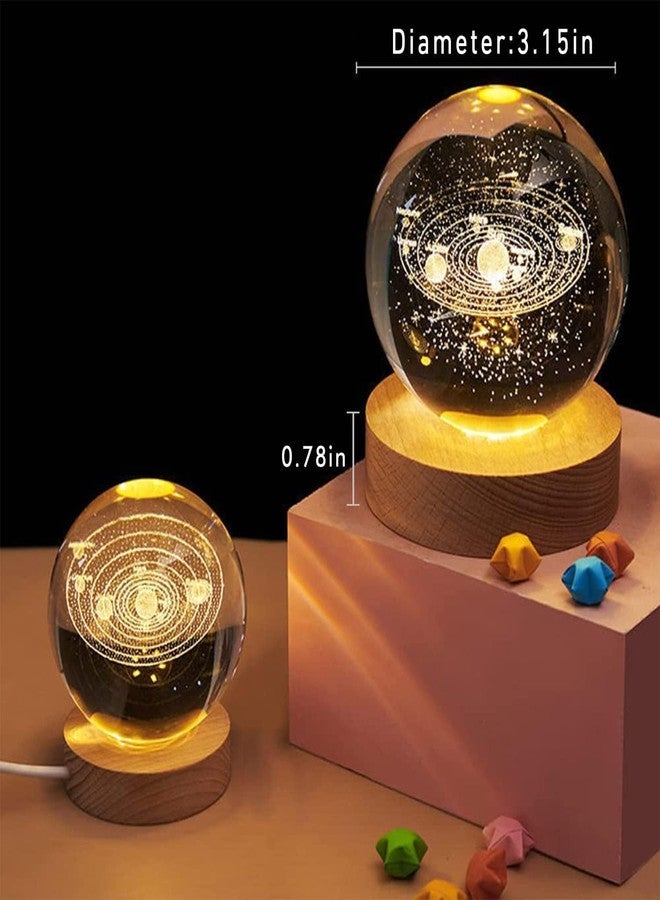 Zephorus 3D Galaxy Crystal Ball Night Lamp,Solar System, USB Table Colorful LED Wooden Crystal Ball for Home Decoration Birthday Gift for Teens Boys and Girls (Crystal Galaxy Light) - Image 4