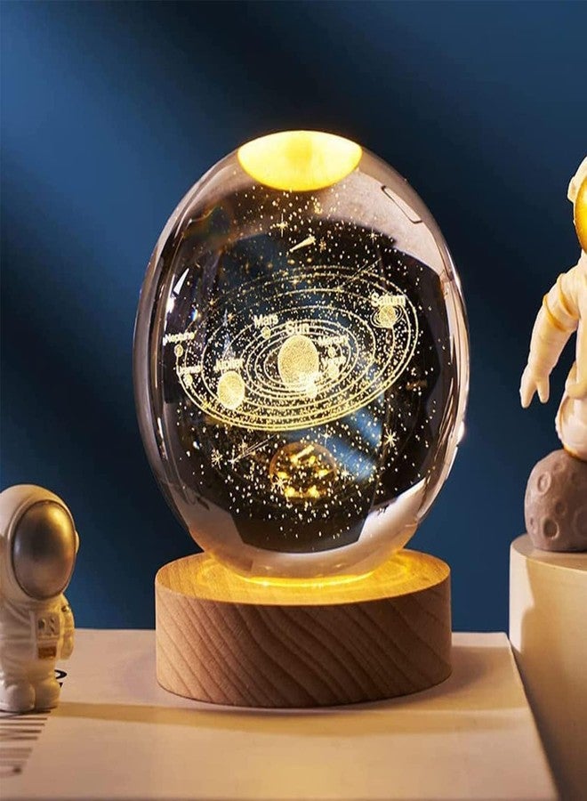Zephorus 3D Galaxy Crystal Ball Night Lamp,Solar System, USB Table Colorful LED Wooden Crystal Ball for Home Decoration Birthday Gift for Teens Boys and Girls (Crystal Galaxy Light) - Image 1