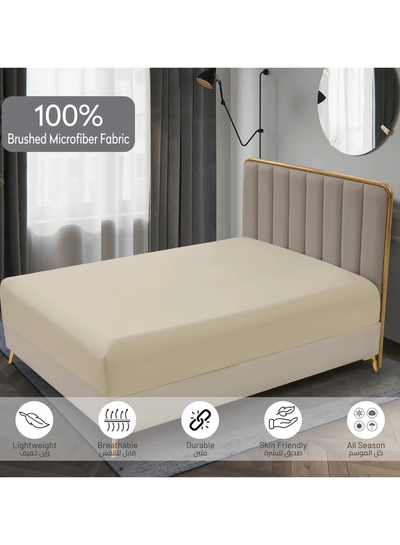 Donetella Bedding Fitted Sheet - Fits 90x190 Cm Bed For Single Bed 2 Pcs (1 Fitted Sheet and 1 Pillowcase) - 30 Cm Deep Pocket - Solid Bed Sheet