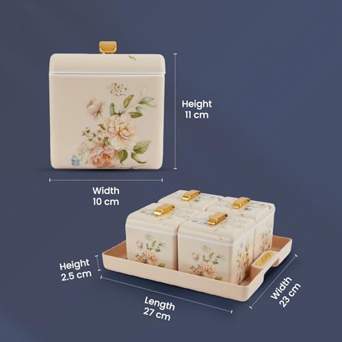 Nayasa Miracle Dry Fruit,4 Pcs Container Serving Tray Set,600 ML Each,Multipurpose Plastic Serving Set,Premium Design,BPA Free,Food Grade,Air-Tight Lid,Snack Organizer Tray,Ivory,Multicolor - Image 4