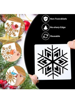 Yahenda 60 Pcs Christmas Stencils for Painting on Wood 3x3 Inch Small Snowflake Stencil Reusable Christmas Holiday Stencils for Art Craft Painting Spraying Wall Card Paper Gift Home Decor (Snowflake Style)  - Image 4