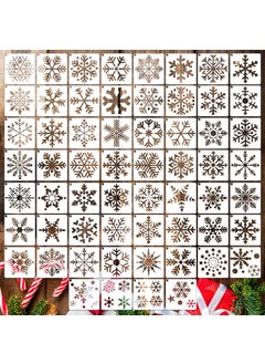 Yahenda 60 Pcs Christmas Stencils for Painting on Wood 3x3 Inch Small Snowflake Stencil Reusable Christmas Holiday Stencils for Art Craft Painting Spraying Wall Card Paper Gift Home Decor (Snowflake Style)  - Image 1