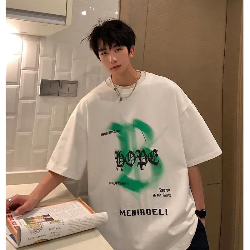 Men'S Short-Sleeved T-Shirt New Versatile American Loose Printed Casual Oversize Half-Sleeved T-Shirt - Image 3