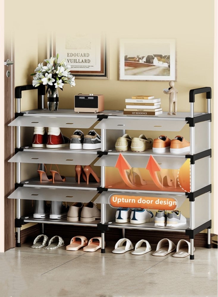 كوتيس مجموعة رفوف أحذية بأربعة طبقات، منظم تخزين، أنبوب فولاذي/بلاستيك، أبيض/أسود، 84×29×94 سنتيمتر - Image 2