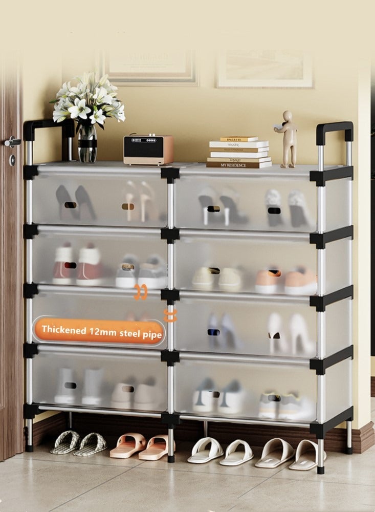 كوتيس مجموعة رفوف أحذية بأربعة طبقات، منظم تخزين، أنبوب فولاذي/بلاستيك، أبيض/أسود، 84×29×94 سنتيمتر - Image 3