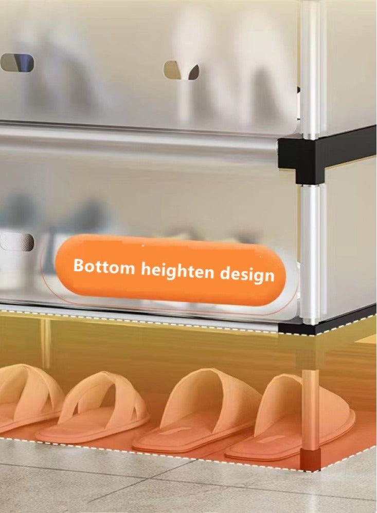 كوتيس مجموعة رفوف أحذية بأربعة طبقات، منظم تخزين، أنبوب فولاذي/بلاستيك، أبيض/أسود، 84×29×94 سنتيمتر - Image 4