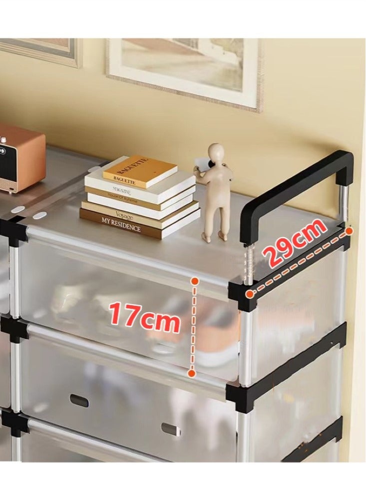 كوتيس مجموعة رفوف أحذية بأربعة طبقات، منظم تخزين، أنبوب فولاذي/بلاستيك، أبيض/أسود، 84×29×94 سنتيمتر - Image 5