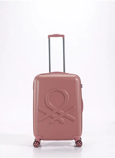 UNITED COLORS OF BENETTON BNTA-202 24Inch-Checked Luggage with TSA Lock| Material- Acrylonitrile Butadiene Styrene| Adjustable Trolley Handle | Smooth Dual Wheels 360degree rotate| Rose Gold