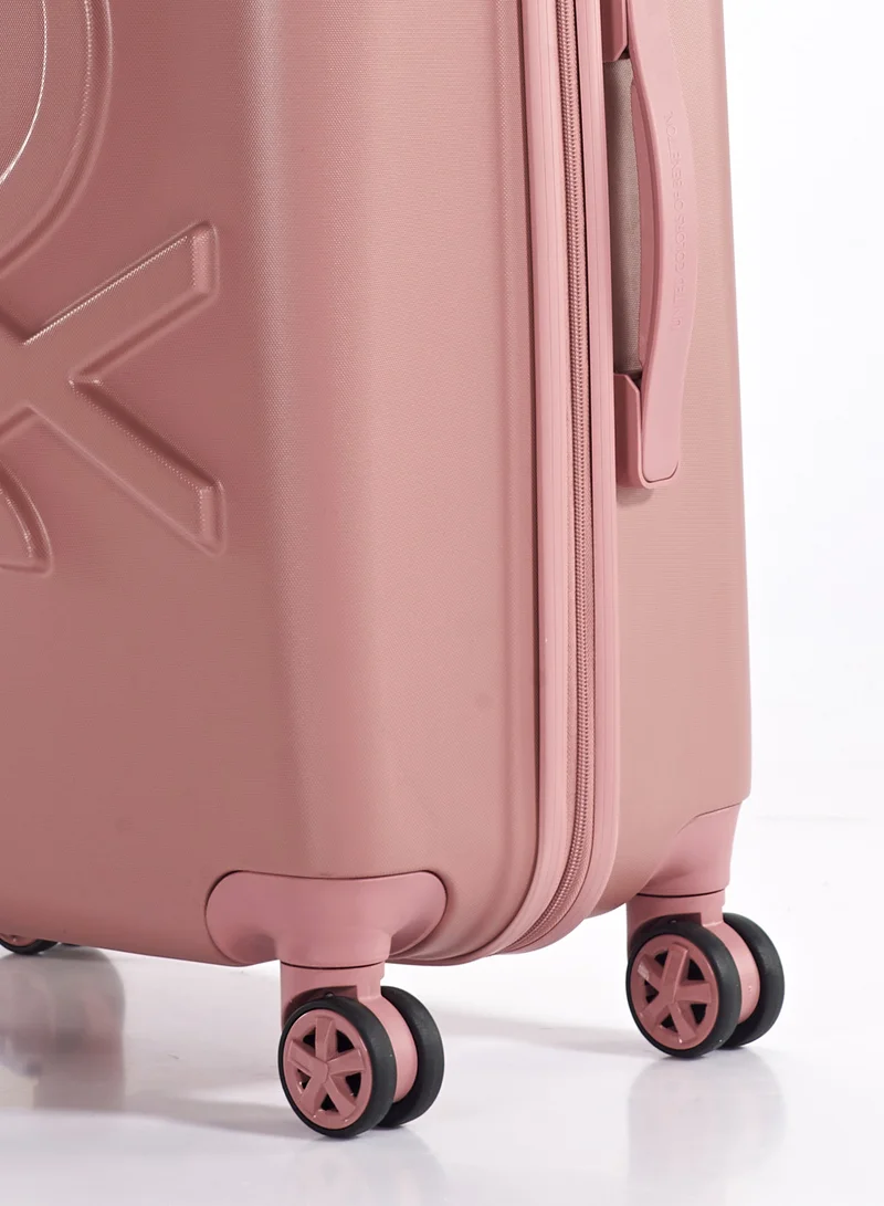 UNITED COLORS OF BENETTON BNTA-202 24Inch-Checked Luggage with TSA Lock| Material- Acrylonitrile Butadiene Styrene| Adjustable Trolley Handle | Smooth Dual Wheels 360degree rotate| Rose Gold