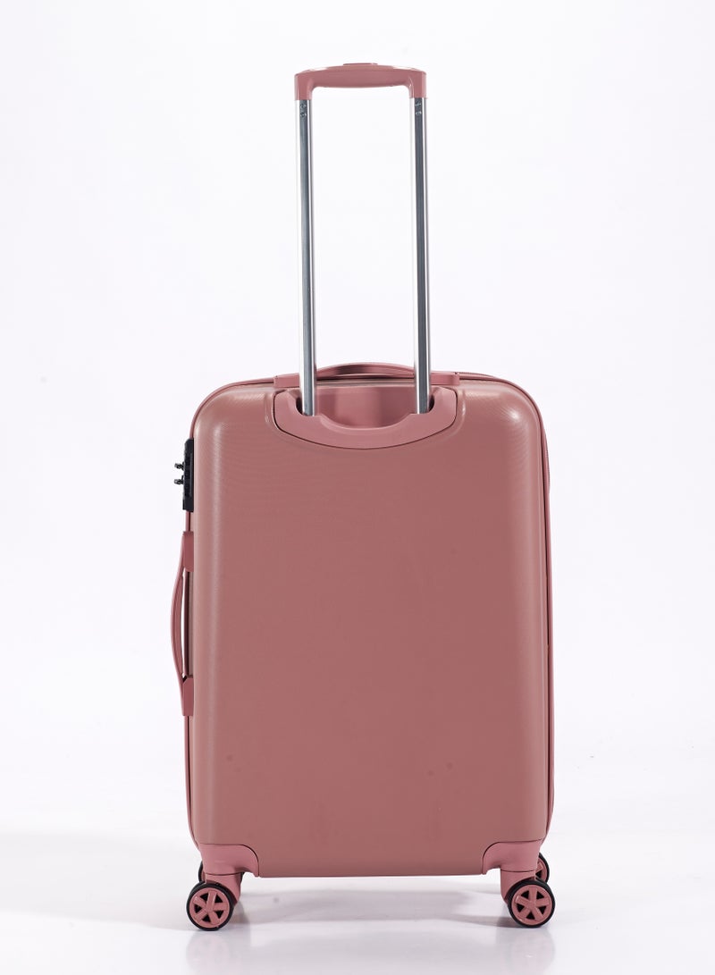 UNITED COLORS OF BENETTON BNTA-202 24Inch-Checked Luggage with TSA Lock| Material- Acrylonitrile Butadiene Styrene| Adjustable Trolley Handle | Smooth Dual Wheels 360degree rotate| Rose Gold - Image 4