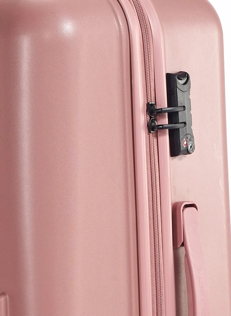 UNITED COLORS OF BENETTON BNTA-202 24Inch-Checked Luggage with TSA Lock| Material- Acrylonitrile Butadiene Styrene| Adjustable Trolley Handle | Smooth Dual Wheels 360degree rotate| Rose Gold