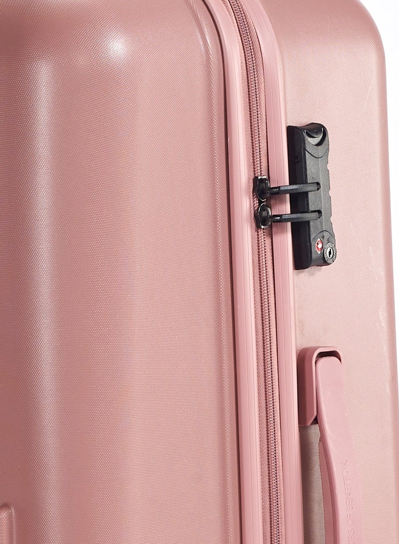 UNITED COLORS OF BENETTON BNTA-202 24Inch-Checked Luggage with TSA Lock| Material- Acrylonitrile Butadiene Styrene| Adjustable Trolley Handle | Smooth Dual Wheels 360degree rotate| Rose Gold - Image 5