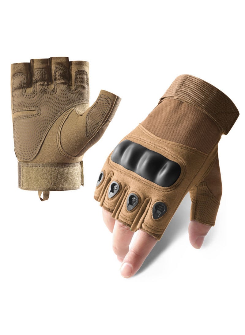 YelaJoy Fingerless Knuckle Tactical Gloves - for Motorcycling, Hiking, Tactical Shooting, Hunting and Other Adventure | Airsoft Gloves-Yellow  - Image 1