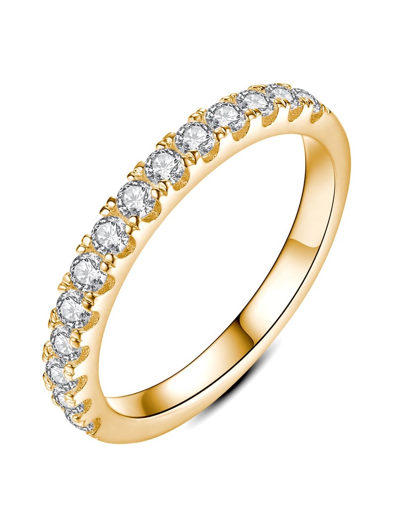 IMOLOVE Moissanite Wedding Band, Wedding Rings for Women, 0.3 ct D Color VVS1 Lab Created Diamond Sterling Silver Rings Half Eternity Stackable Engagement Ring Anniversary Band Size 3-13, 5 UK, - Image 1