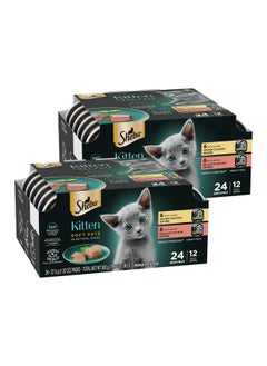 Sheba Sheba Perfect Portions Kitten Wet Cat Food Pate Chicken Entree and Salmon Entree, 2.6 oz. Twin-Pack Trays (12 Count, 24 Servings) (Pack of 2)  - Image 1