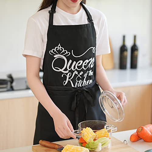 Aoomzoon Funny Aprons for Women with Pockets, Kitchen Cooking Grilling Bbq Cute Chef Apron, Mothers Day Birthday Gifts for Women (Black/Funny) - Image 3