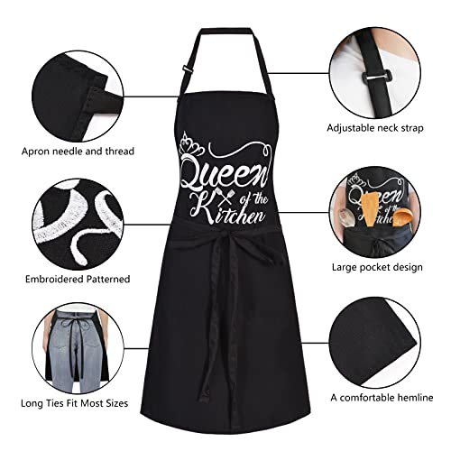 Aoomzoon Funny Aprons for Women with Pockets, Kitchen Cooking Grilling Bbq Cute Chef Apron, Mothers Day Birthday Gifts for Women (Black/Funny) - Image 4
