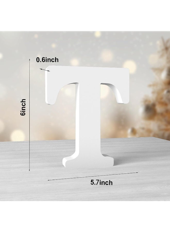TPGP 6 Inch White Wood Letters for Wall Decor - Standing Letters Slices Sign Board Decoration for Craft Home Party Projects - Image 2