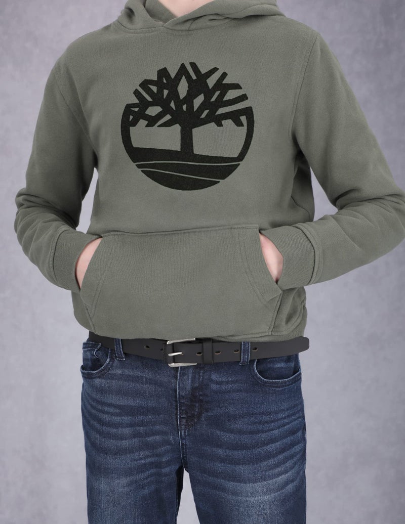 Timberland Boys' Leather Belt for Kids, Black, Medium - Image 3