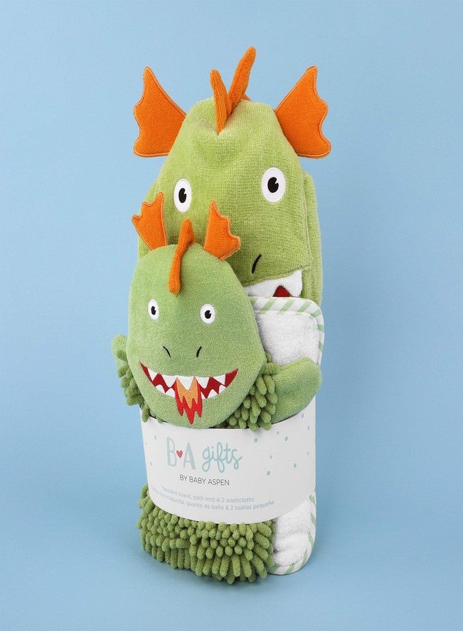 Baby Aspen Four-Piece Dragon Bath Gift Set, Green, one Size (BA14112NA) - Image 2
