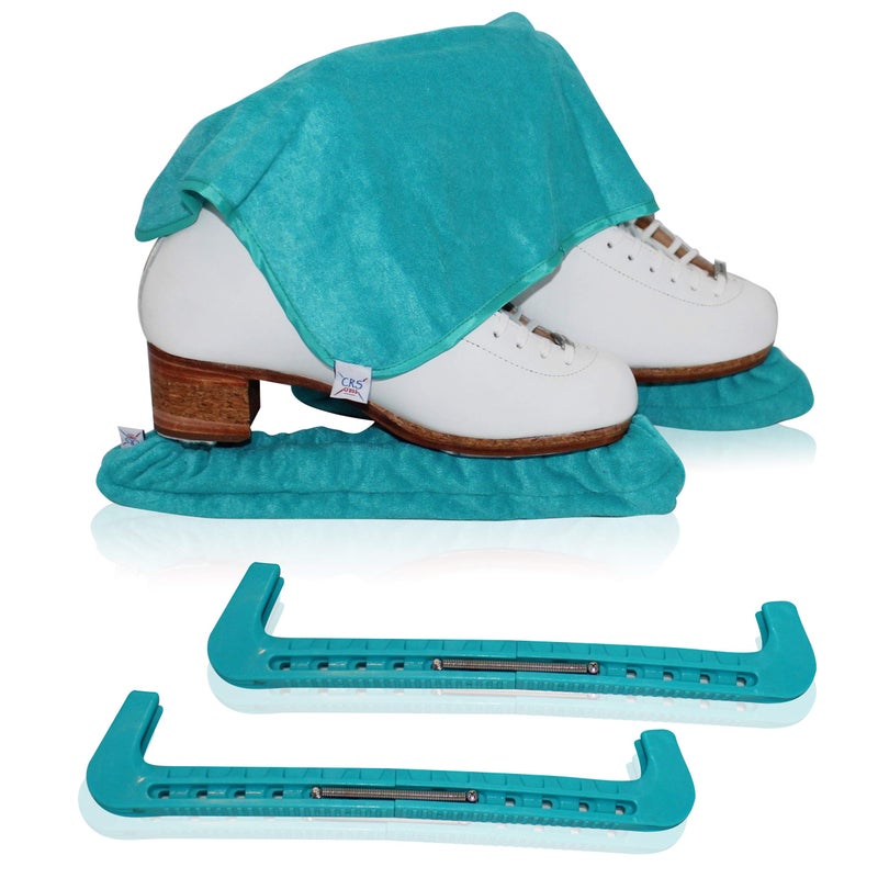 Crs Cross Skate Guards  Soakers And Towel Gift Set - Ice Skating Guards And Soft Skate Blade Covers For Figure Skating Or Hockey (Triple Teal  Large) - Image 1