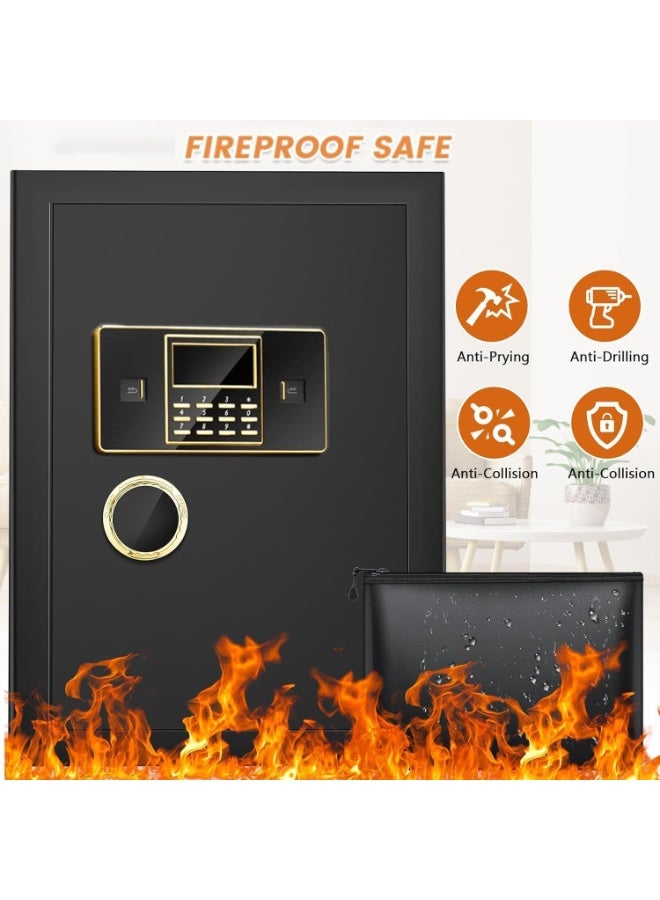 TAPIT Safe Box Home Safe Box Fireproof Waterproof Heavy Duty Fire Proof Safe Boxes for Home Use Removable Inner Cabinet and Shelf Anti-Theft Digital Safe Box for Home Office Hotel 50x38x31cm - Image 3
