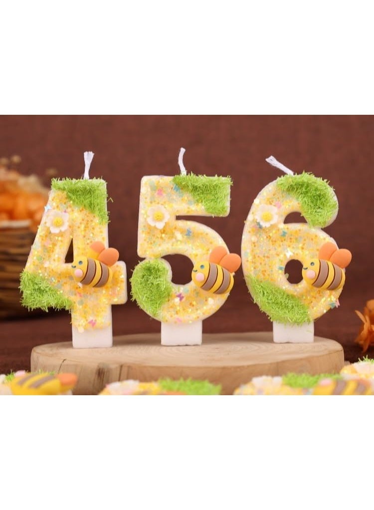 LAMAY Number birthday candles, bee number candles, luxurious cake decorations, suitable for parties, weddings, anniversaries, family gatherings, and for children and adults (number0). - Image 3