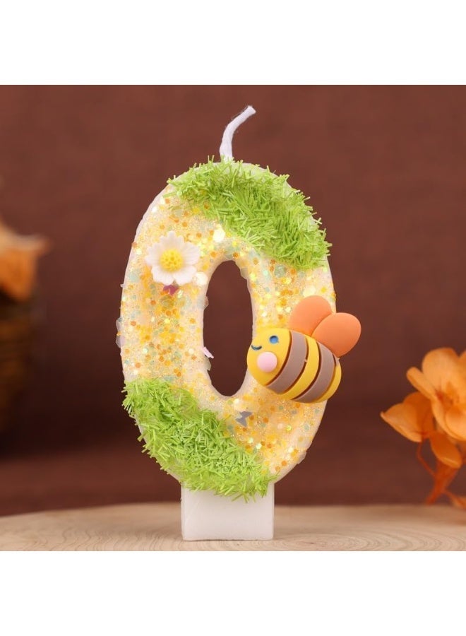 LAMAY Number birthday candles, bee number candles, luxurious cake decorations, suitable for parties, weddings, anniversaries, family gatherings, and for children and adults (number0). - Image 1