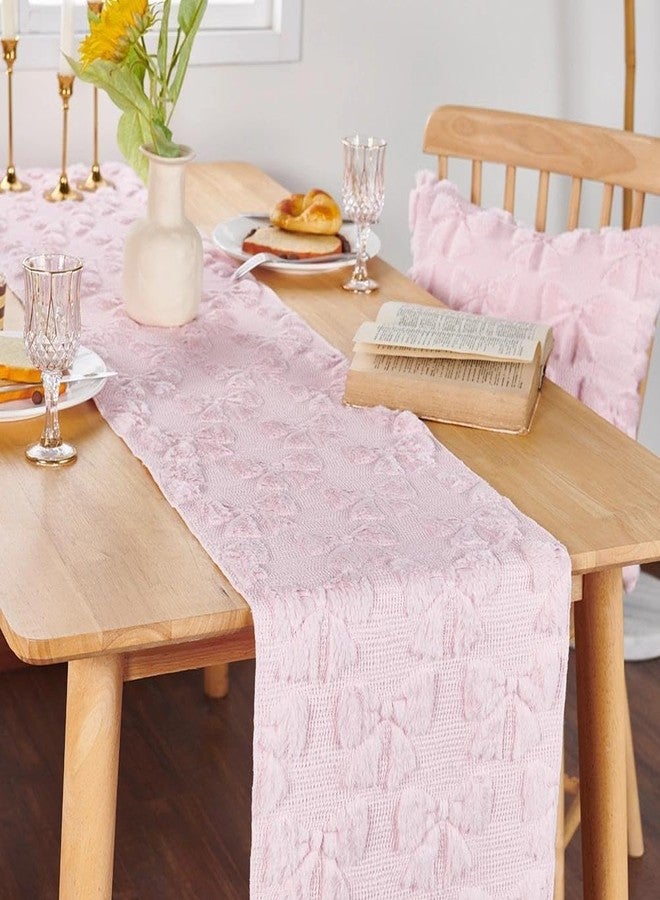 NAPEARL Velvet Table Runners Coquette Aesthetic Cute Dresser Scarf Faux Fur Soft Plush Faux Table Runners for Preppy Room Decor Bedroom Sofa Couch Bow - Image 2