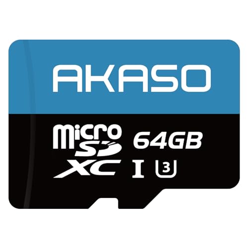 AKASO 64GB microSDXC U3 Memory Card Up to 100MBs UHSI C10 U3 Full HD 4K UHD MicroSD Card - Image 1