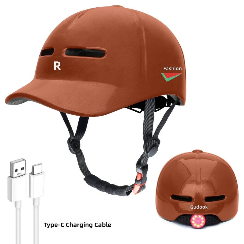 In-Mold Urban Bike Helmet – One-Piece Molded Lightweight Casual Cycling Helmet with Baseball Brim, Ventilated EPS Foam for E-Bike, Scooter, Skateboarding & Roller  Skating