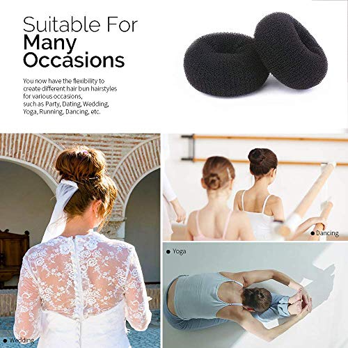 kitjans Hair Donut Bun Maker Blonde, Ring Style Bun, 2PCS Chignon Hair Increase Doughnut Shaper for Thick and Long Hair (X-Large, 4.5 Inch/Black) - Image 4