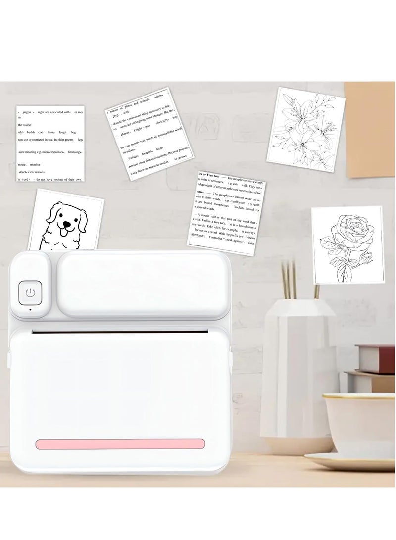 Mini Thermal Printer Bluetooth Pocket Printer Portable Inkless Sticker Printer for Notes/Lists/Label/Memo/Scrapbook, Photos Compatible with iPhone iOS  Android or Tablet (with 6 Roll Paper) - Image 2