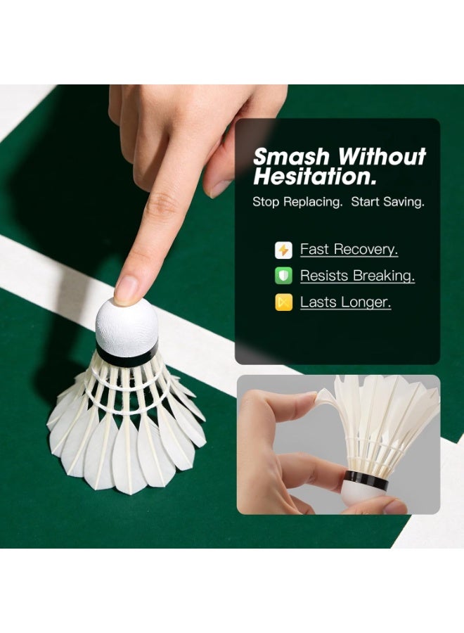 Trendify 12 Pack Goose Feather Badminton Shuttlecocks, High Speed Badminton Birdies with Durable Cork Head, Stable Flight Shuttle Balls for Indoor Outdoor Training, Practice, Backyard Games & Professional Play - Image 4