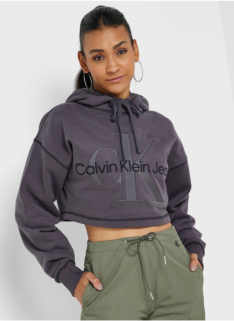 Calvin Klein Jeans Pocket Detail Crop Hoodie  - Image 2