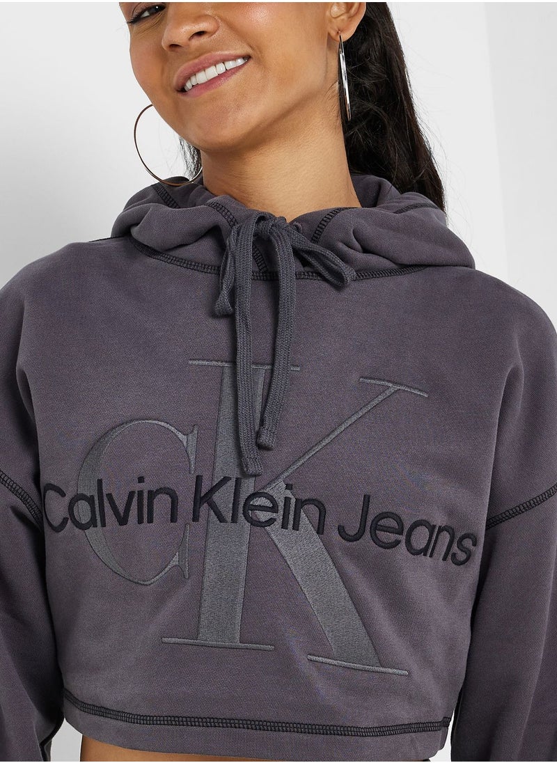 Calvin Klein Jeans Pocket Detail Crop Hoodie  - Image 4