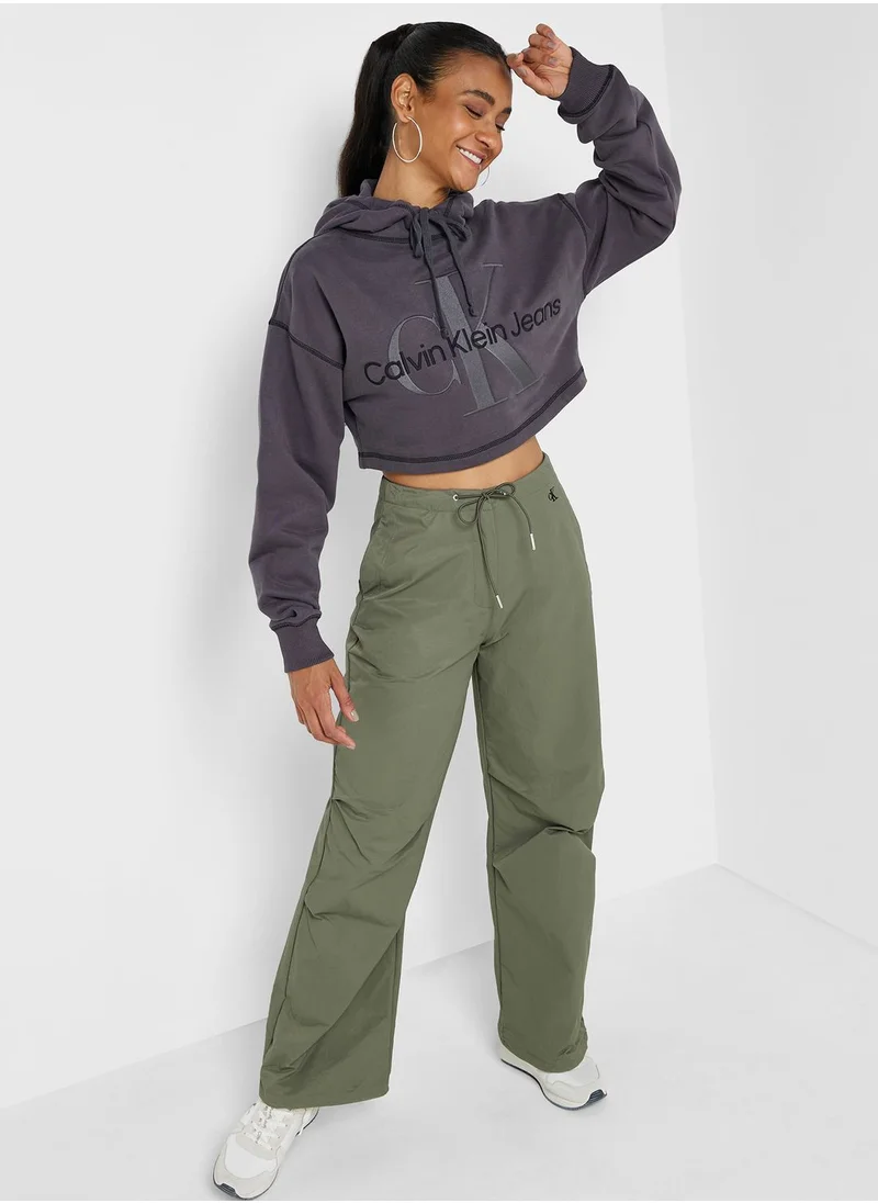 Calvin Klein Jeans Pocket Detail Crop Hoodie