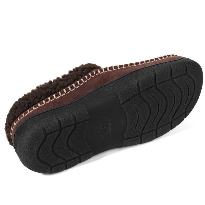 Zigzagger Men's Slip On Moccasin Slippers, Indoor/Outdoor Warm Fuzzy Comfy House Shoes, Fluffy Wide Loafer Slippers,Lamb Coffee, 11-12 D(M) US - Image 4