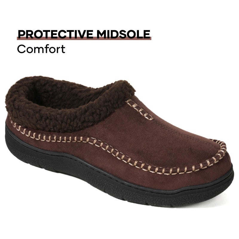 Zigzagger Men's Slip On Moccasin Slippers, Indoor/Outdoor Warm Fuzzy Comfy House Shoes, Fluffy Wide Loafer Slippers,Lamb Coffee, 11-12 D(M) US - Image 5