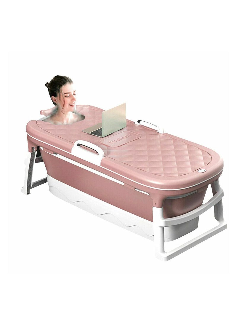 DubaiGallery - Portable Bathtub Adult, Folding Bathtub Large Thicken Free Standing Soaking Barrel, Foldable Massage Sweat Steam Bath Tub with Lid, Bathroom Warm Spa Sauna for Adults Children - Image 1