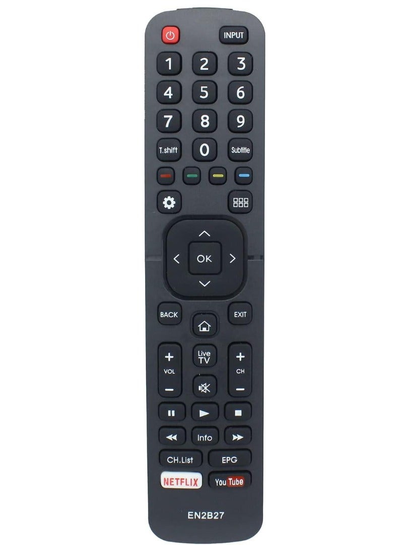 Replacement EN2B27 Remote Control for Hisense Smart TVs – Compatible with EN2A27, EN2C27, EN2D27, EN2B27HB Series – Universal TV Controller with No Setup Needed, Ergonomic Design, Fast Response & Reliable Signal for Seamless Viewing Experience
