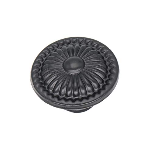 binifiMux 6-Pack 1.4 Inches Black Vintage Flower Cabinet Drawer Pulls Knobs Flower Embossing for Dresser Cupboard Wardrobe Furniture - Image 3