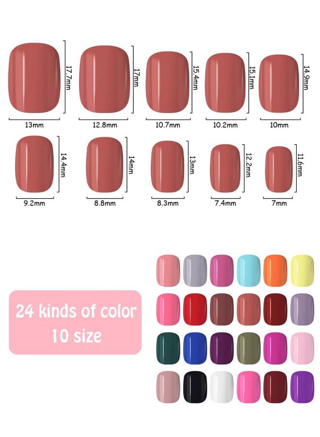 EBANKU 576 Pcs Short Press On Nails Ebanku 24 Colors Acrylic Short Square Fake Nail Solid Color Full Cover False Nails Tips For Women Girls Nail Decorations - Image 3