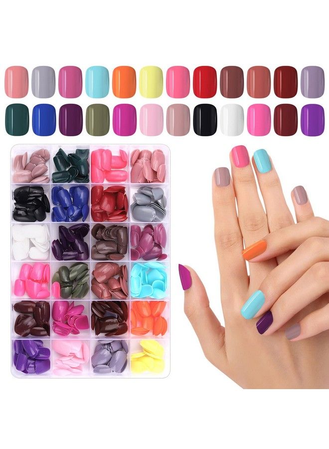 EBANKU 576 Pcs Short Press On Nails Ebanku 24 Colors Acrylic Short Square Fake Nail Solid Color Full Cover False Nails Tips For Women Girls Nail Decorations - Image 2